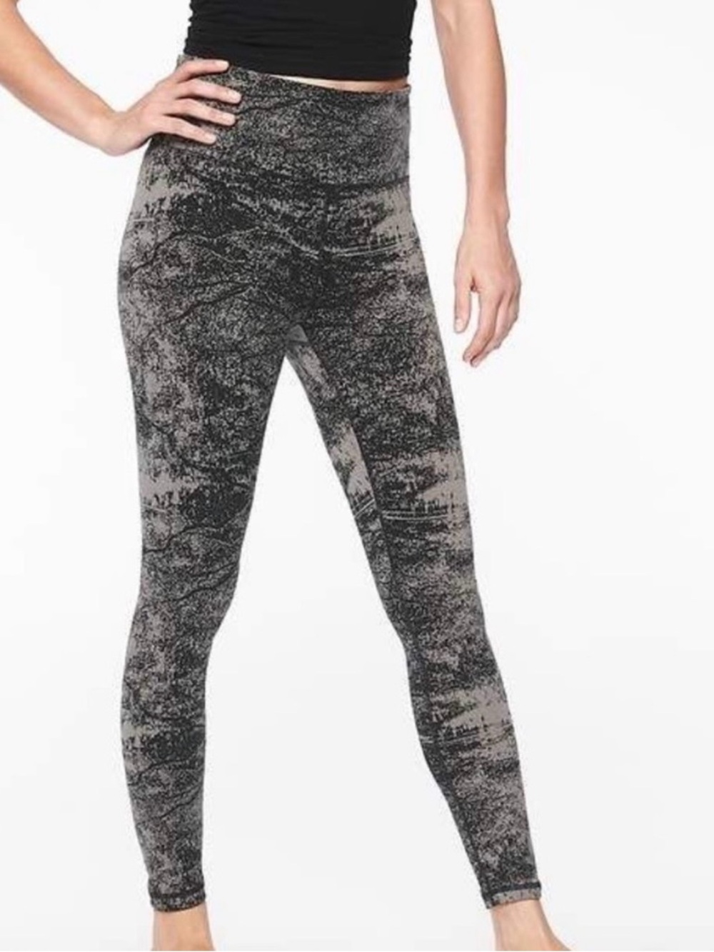 Athleta Black and Gray Marled Girls' Leggings